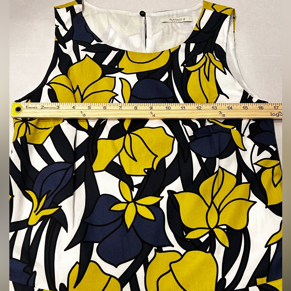 Beatrice .b Cotton-lined Blue and Yellow Floral
Sleeveless Dress-Sz 4 - Picture 9 of 13